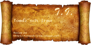 Tomásch Irma névjegykártya